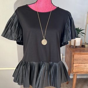 Vegan Leather Peplum Top